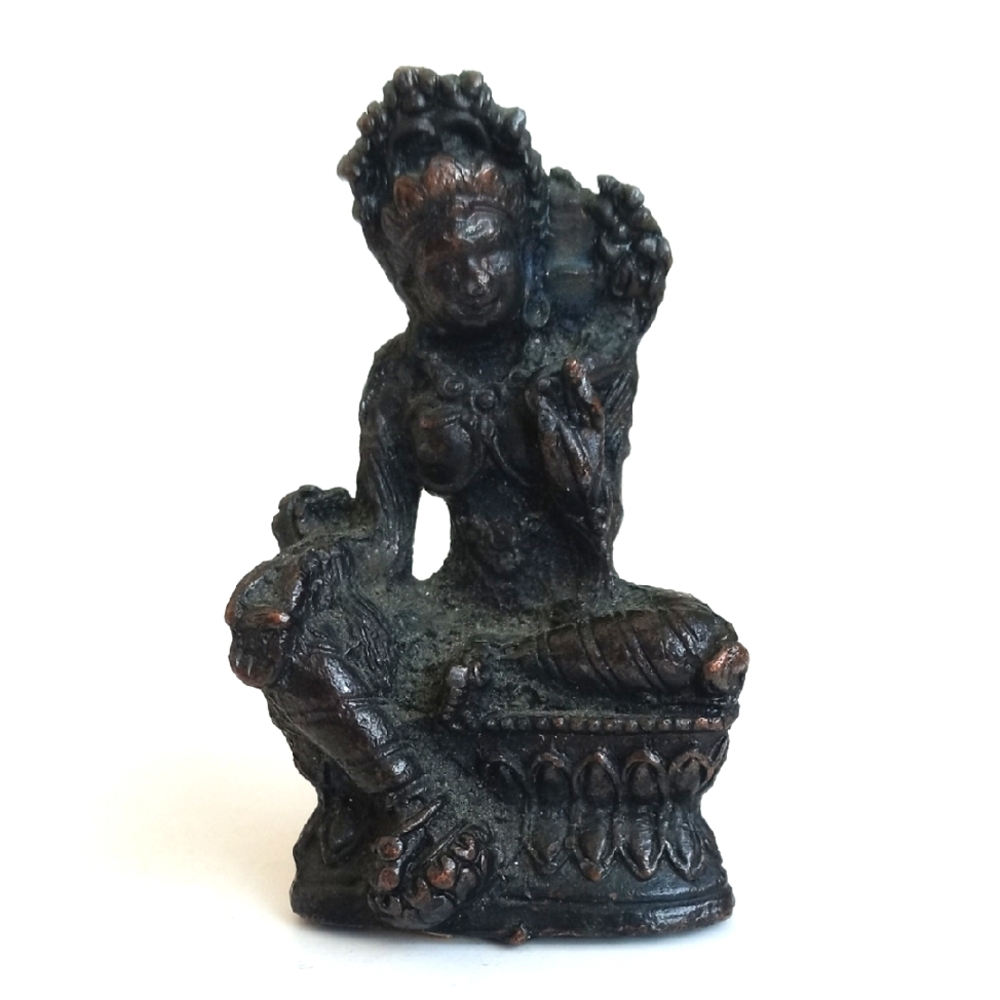 Antique Bronzed Sitting Buddha Statue Mini Figurine Art Sculpture Home Decor
